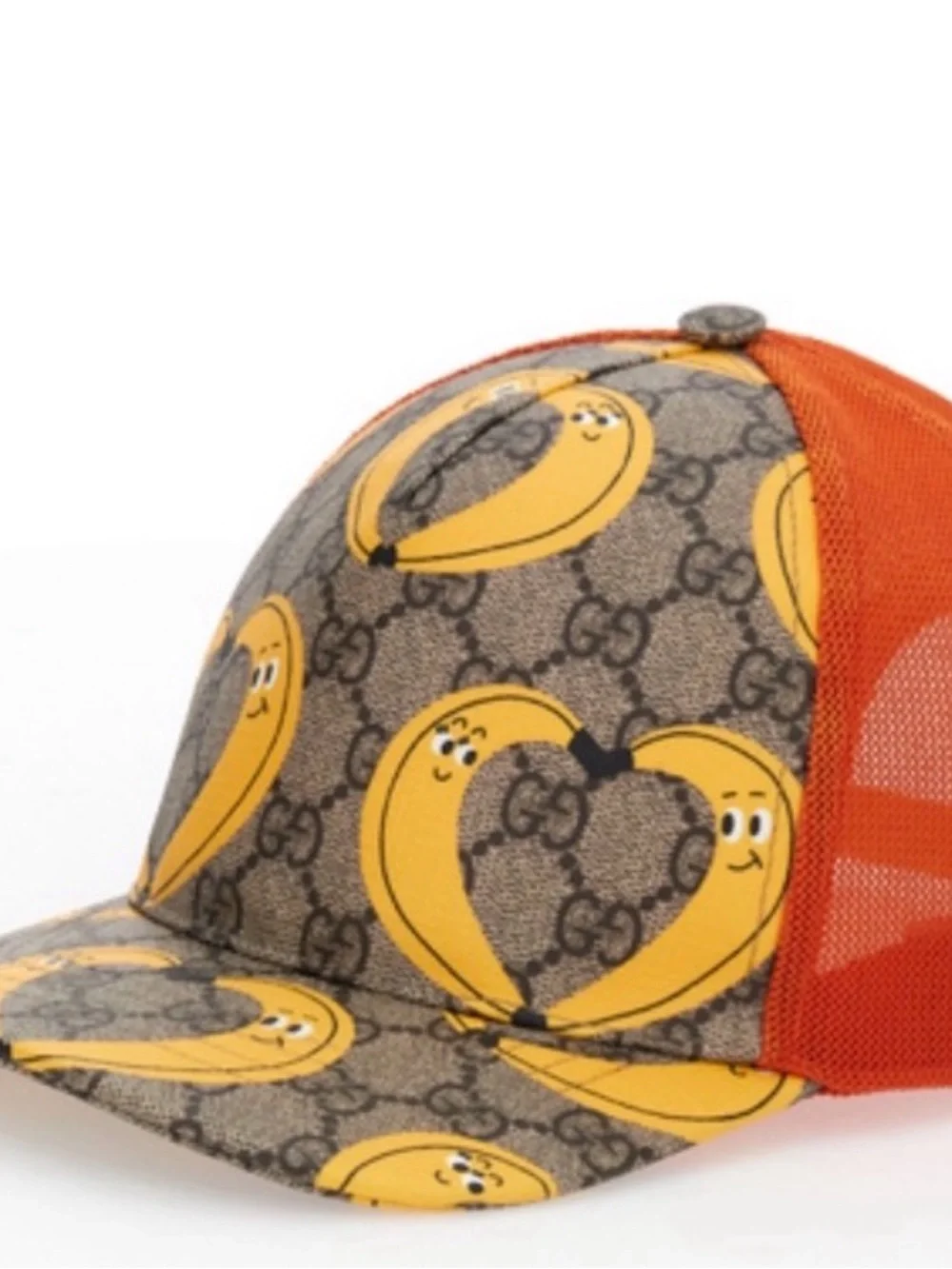 Gucci Kids Brown & Orange Banana-Print Mesh Trucker Hat